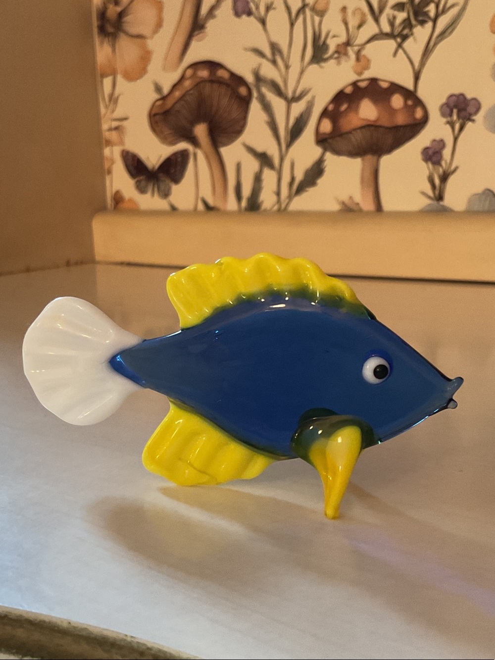 Blue and Yellow Decorative Glass Fish Figurine - Pets Fish